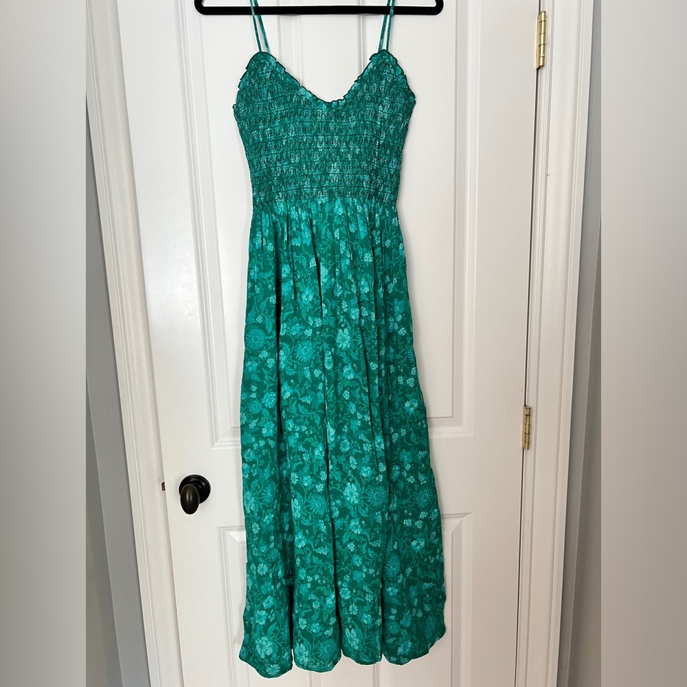 Free People Green Floral Midi Dress
